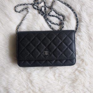 Chanel Caviar Black Wallet On A Chain WOC